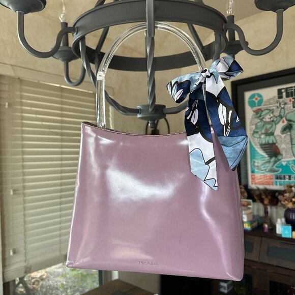 Prada Handbags - Prada Light Purple Patent Leather Clear Handle Handbag, with Auth card, Vintage